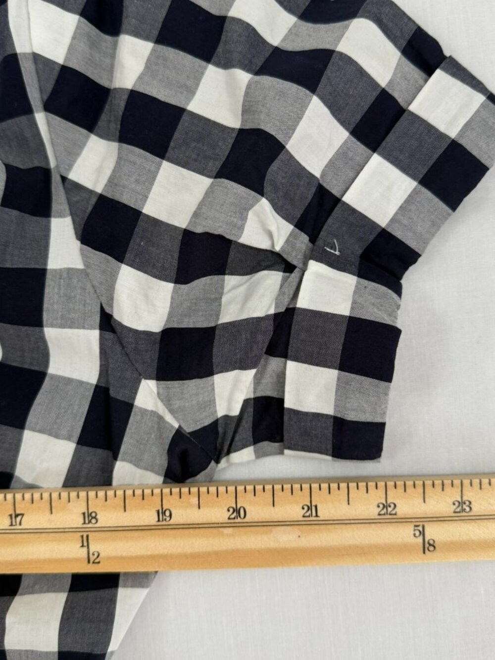 Gap Gingham Wrap Midi Dress Navy White Tie Waist Ruffle Hem Size M - Picture 8 of 10